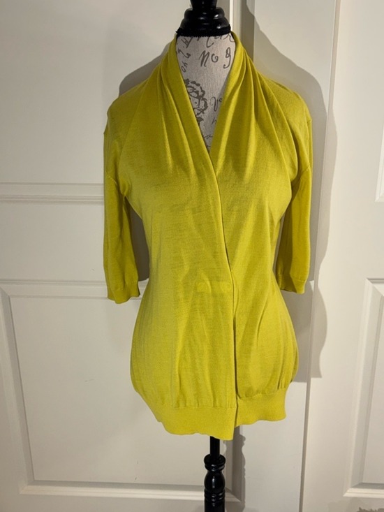 Akris Punto Sweaters - Akris Punto Greenish Yellow Lightweight Wool Cardigan 8